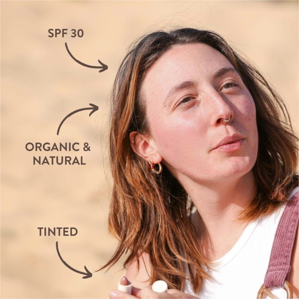 2026 Suntribe Organic Mineral Tinted Lip Balm SPF 30 STLBZT